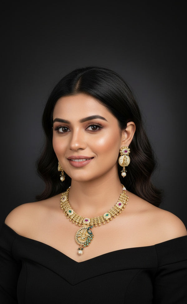 Govind Necklace (Green-Pink)