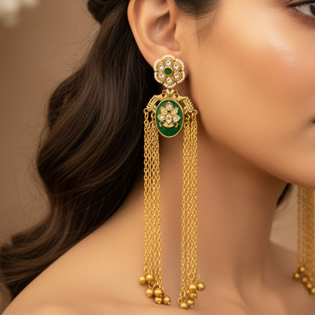 Nyra Kashmiri Earrings (Green)