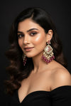 Ziya Kundan Earrings (Pink)
