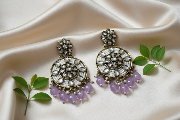 Siya Kundan Earrings (Purple)