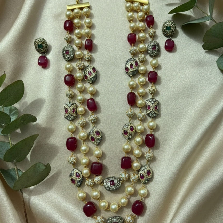 3 Tier Maharani Mala (Wine)