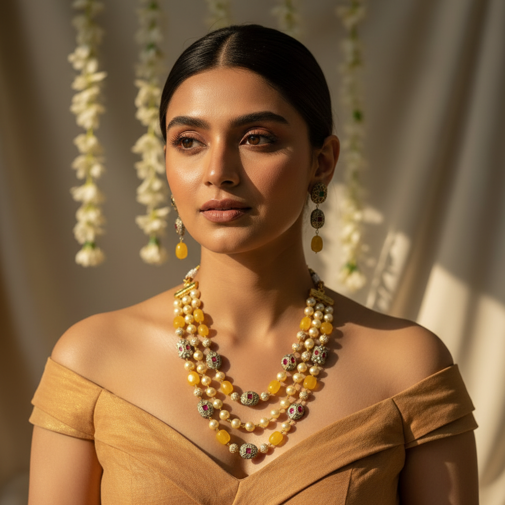 3 Tier Maharani Mala(Yellow)