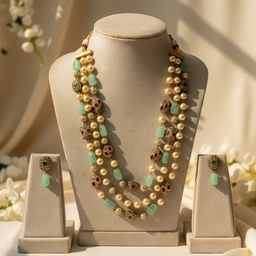 3 Tier Maharani Mala (Mint Green)