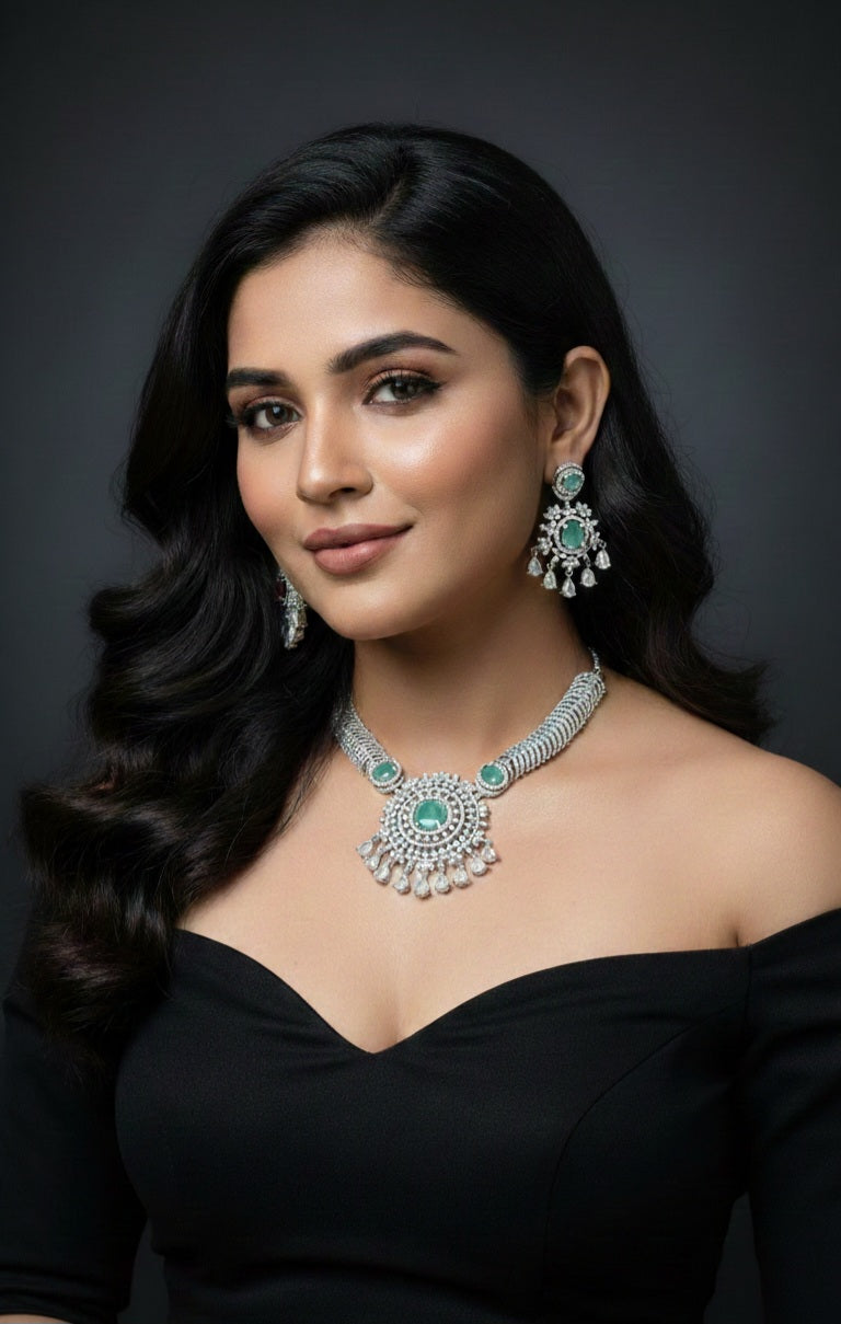 Nova Grace AD Necklace (Mint-Green)
