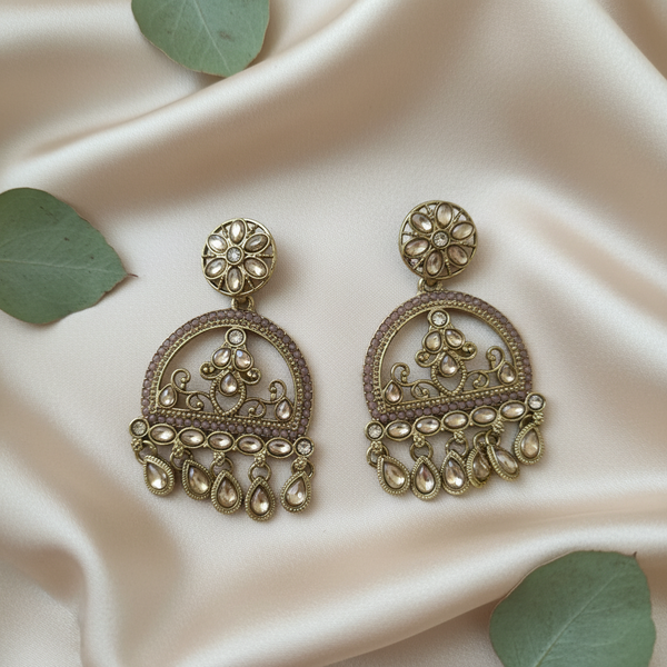 Mahi Kundan Earrings (Light-Pink)
