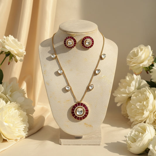 Royal Kundan Necklace (Wine)