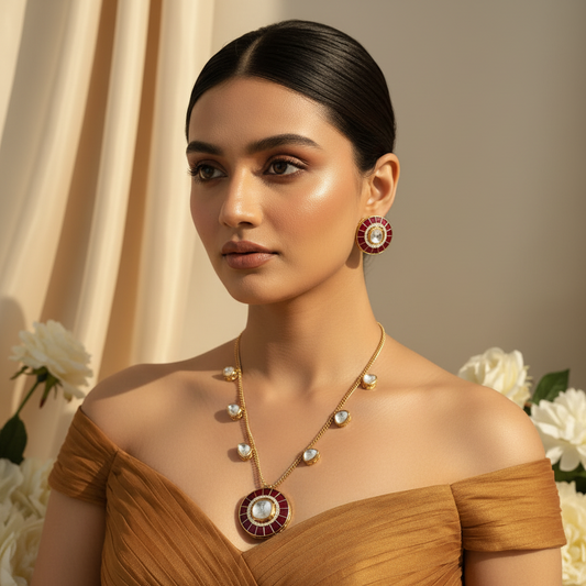 Royal Kundan Necklace (Wine)